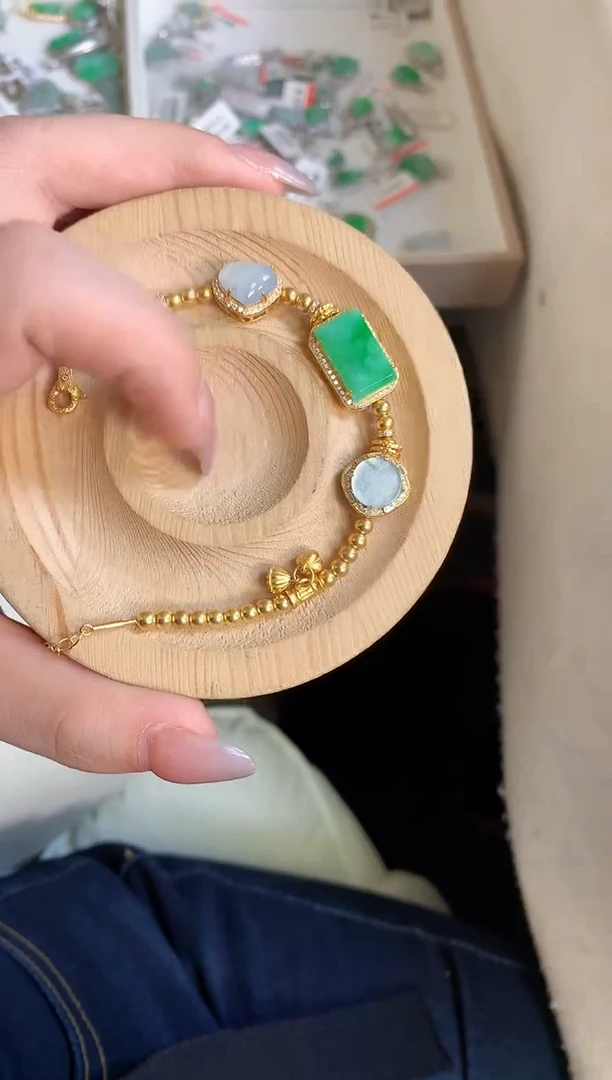 银S925镶嵌手链翡翠手链