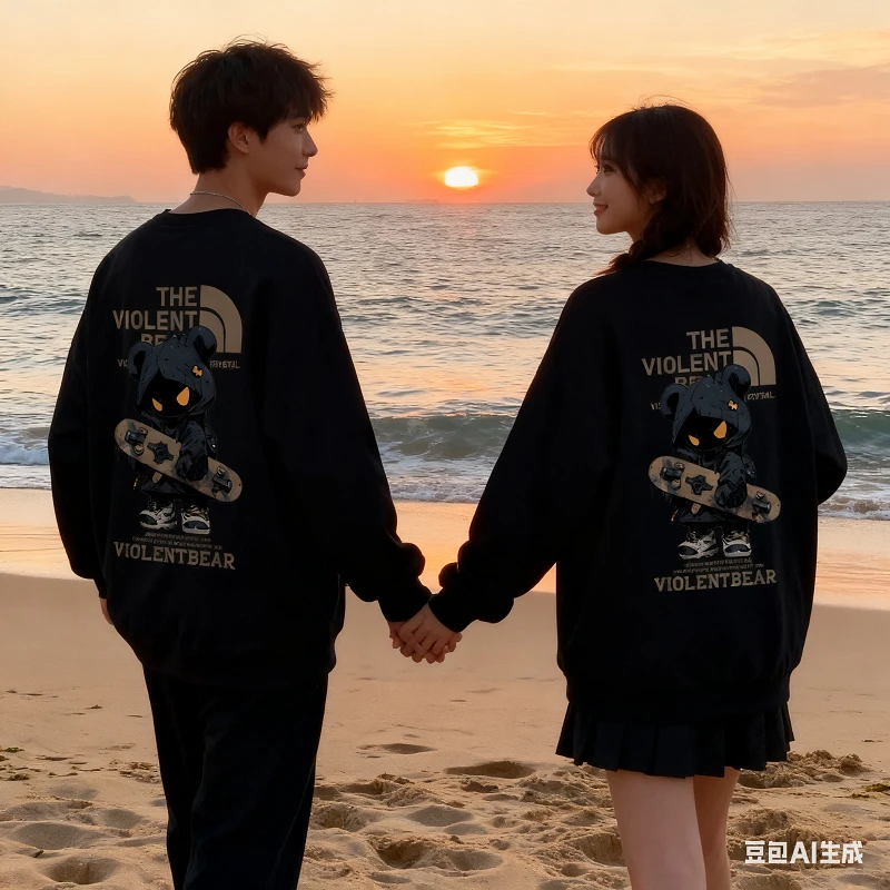 暴力熊男卫衣新款男装秋季爆款2025情侣同款轻奢痞帅长袖上衣