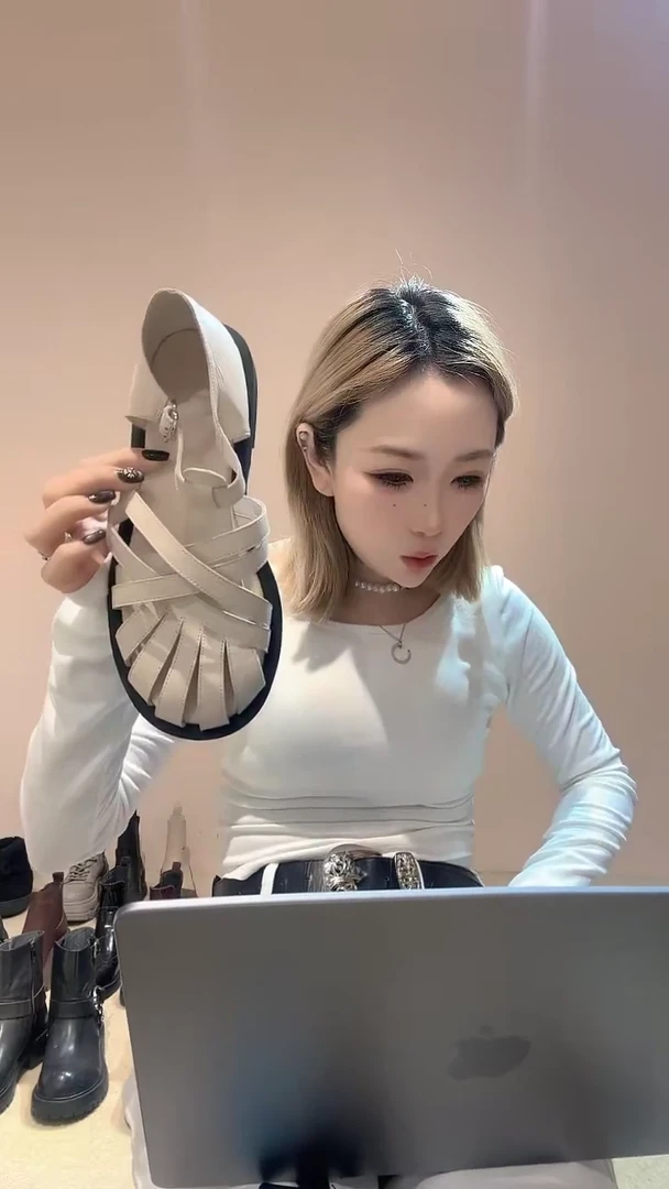 鱼嘴鞋7127-1米白39码