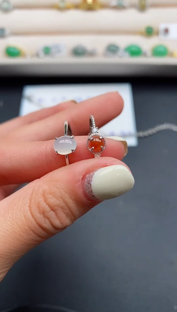 银S925镶嵌戒指翡翠7777777+3