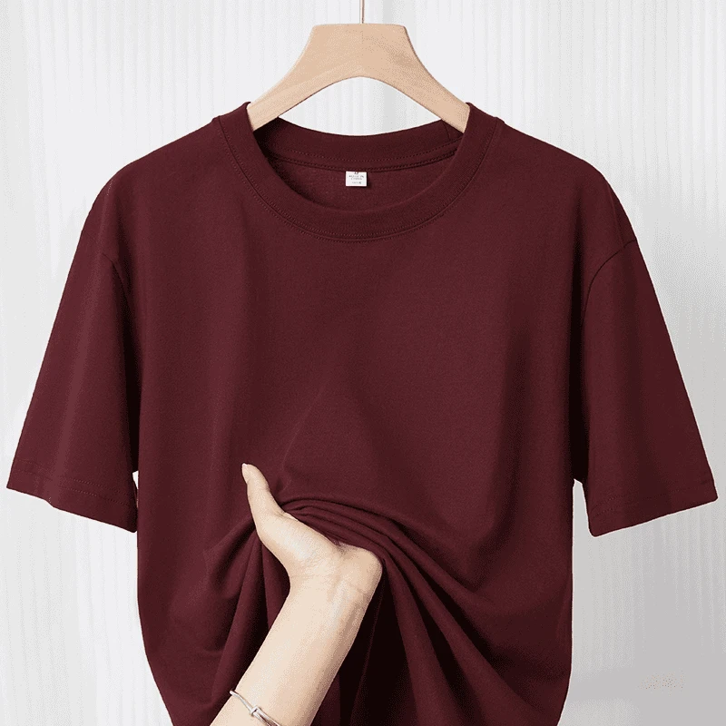 2025春夏精梳紧密赛络纺纯棉短袖男女同款T恤休闲微宽松透气半袖