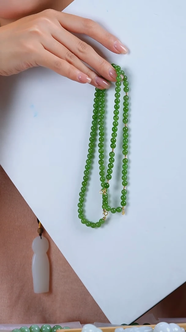 毛衣链18K金镶嵌和田玉毛衣链