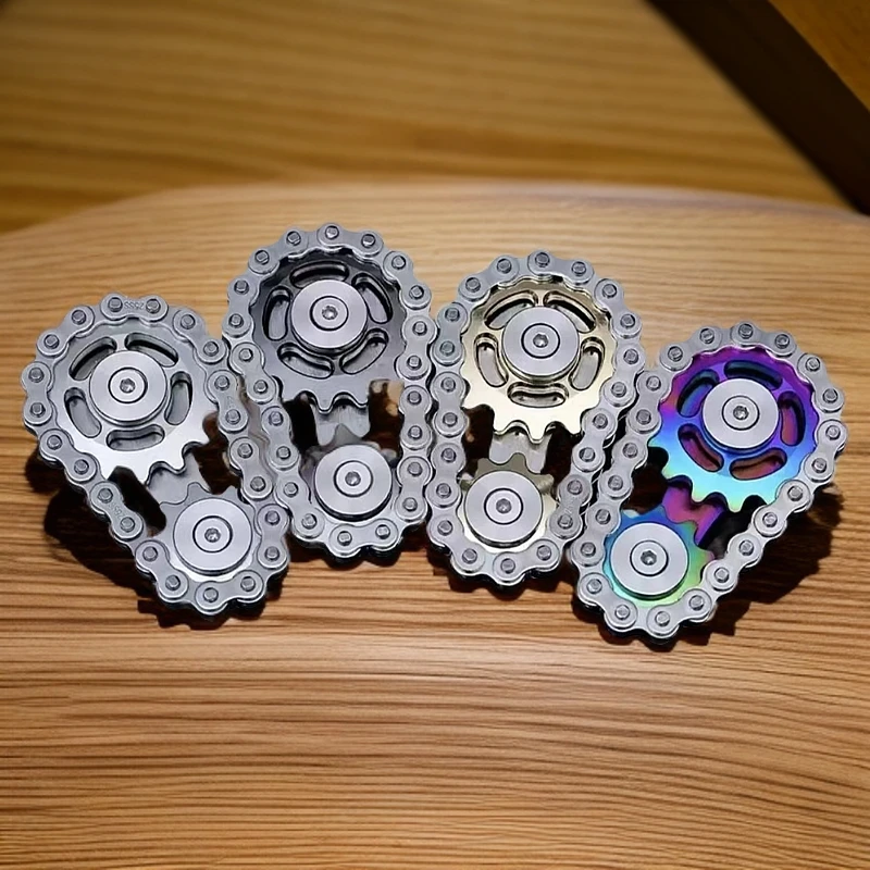 链齿飞轮 指尖陀螺 手指齿轮 链条 解压神器 不锈钢 机械手感