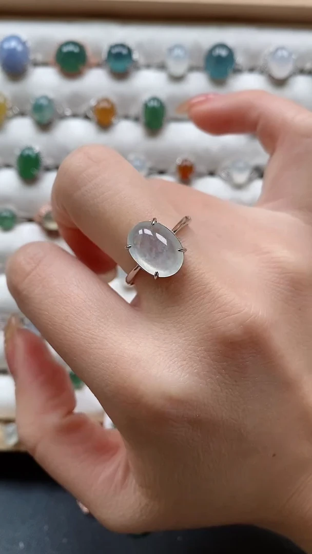 【闪购商品】翡翠戒指银S925镶嵌一物一证一礼盒