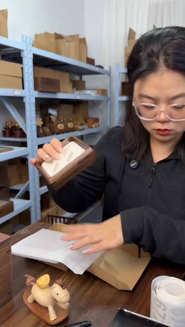 木黑胡桃实木方形相框财神卡纸款