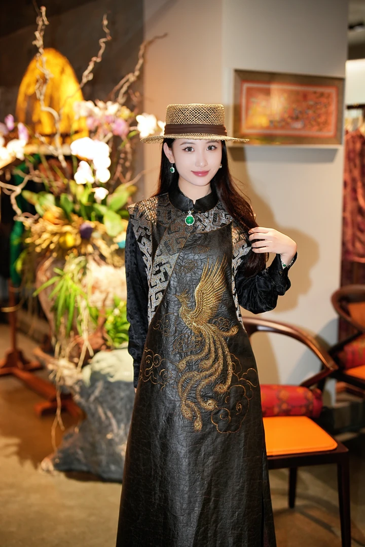 蓝大【明镜非台】新中式桑蚕丝连衣裙5343