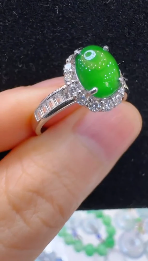 翡翠戒指银S925镶嵌多样性团购发一件