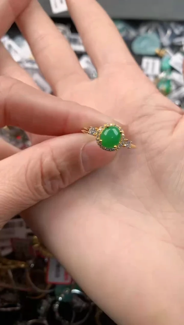 银S925镶嵌戒指翡翠3          3