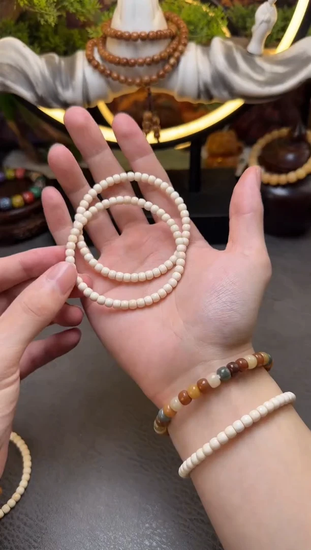 手串菩提根/象牙果精工4*5桶珠单圈