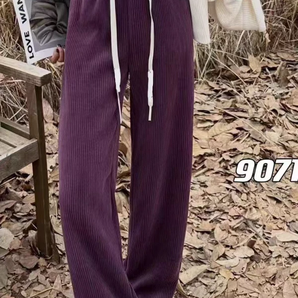 【宠粉浮力】加大码阔腿裤女春秋宽松高腰休闲直筒拖地长裤 a34