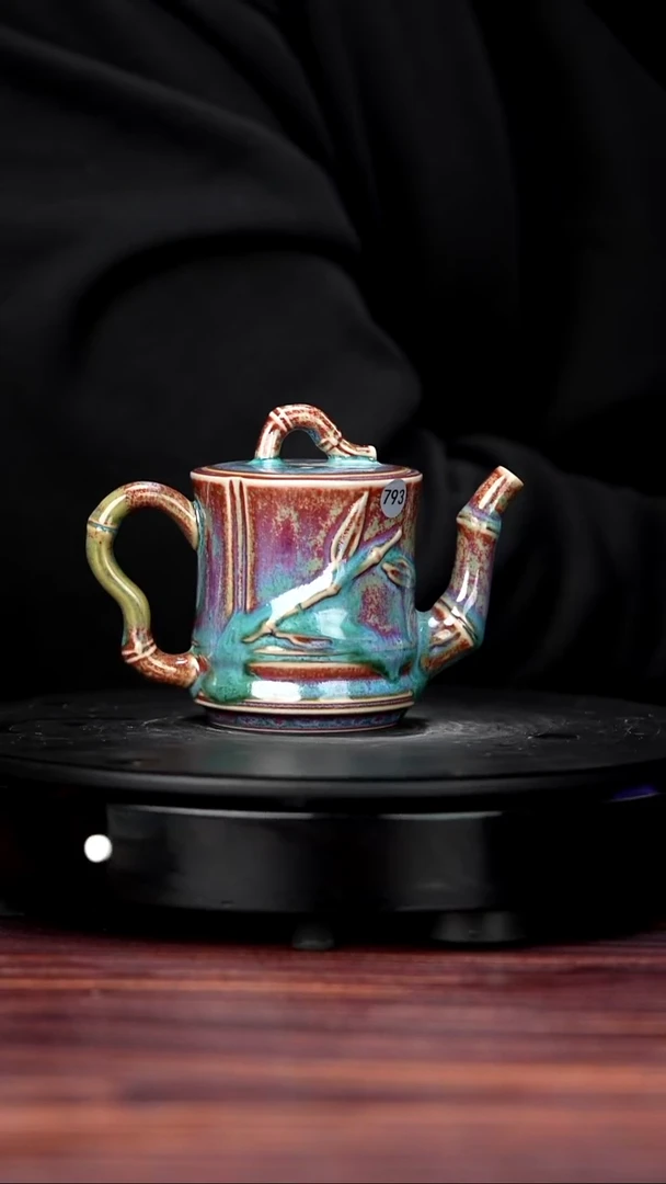 壶瓷793#李盼龙一级品原矿钧瓷竹节壶