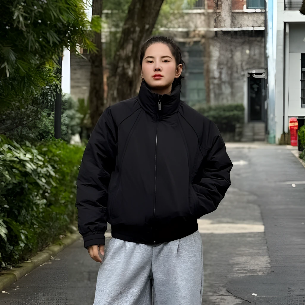 美式结构线条立领羽绒服石墨烯保暖时尚加厚外套