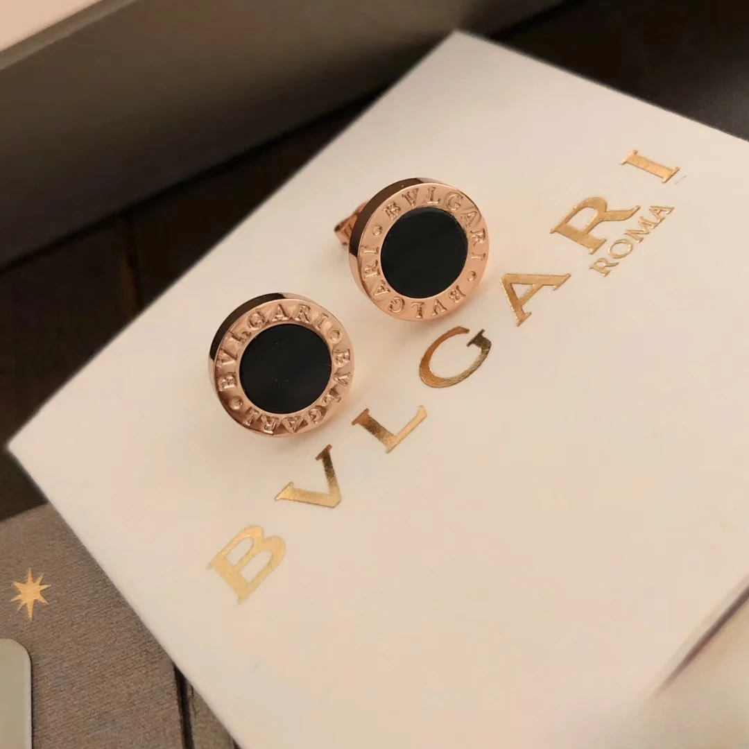 99新 BVLGARI/宝格丽 大头专场 圆饼贝母耳钉 18K玫瑰金
