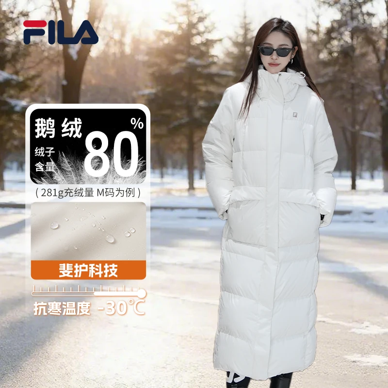 Fila/斐乐羽绒服女士长款【80%鹅绒】冬季户外运动外套A61W541904F