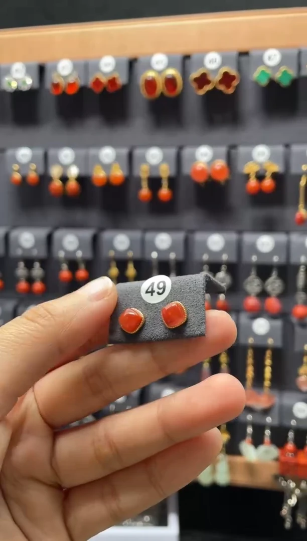 【闪购商品】南红玛瑙耳饰银S925镶嵌0049