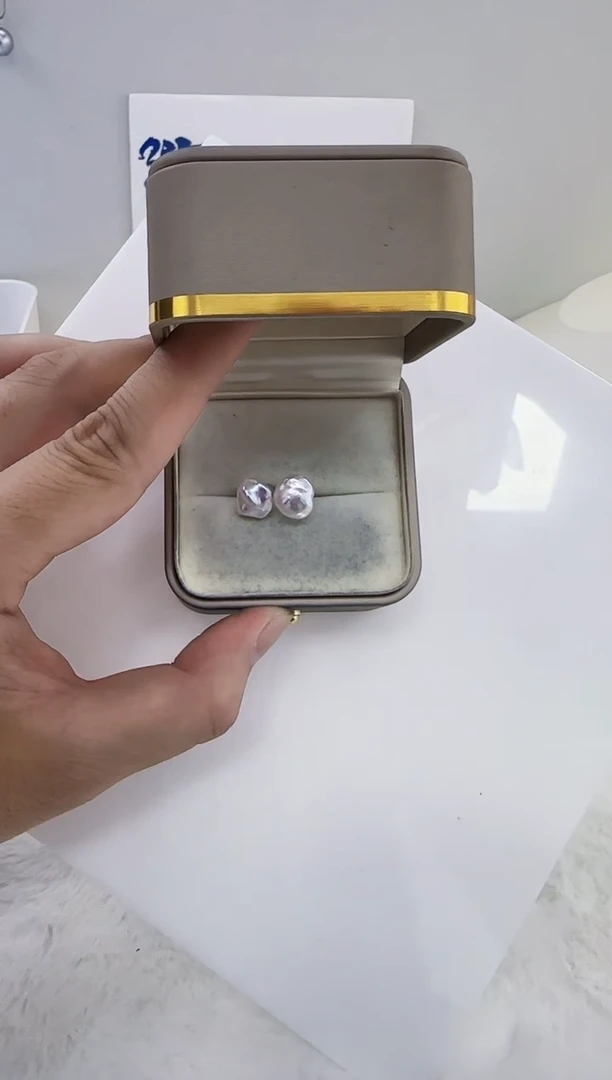 银S925镶嵌淡水珍珠DA珍珠耳钉 y155