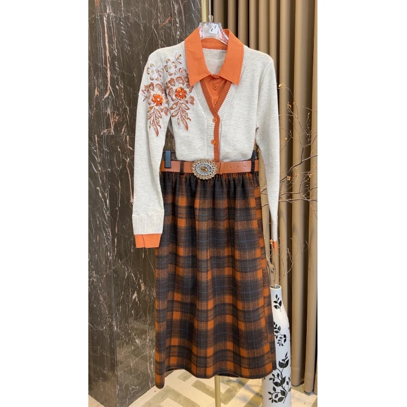 芙娜妮轻奢秋冬新款法式优雅气质套装复古显瘦名媛女装F2433063