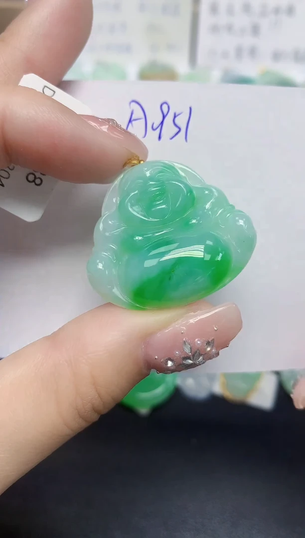 颈饰18K金镶嵌翡翠天然缅甸翡翠A货翡翠百元以上9元证书费自理