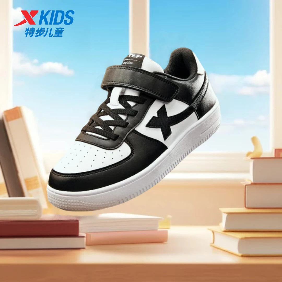【熊猫板鞋】特步儿童冬季防水中大童百搭时尚休闲鞋675116319226