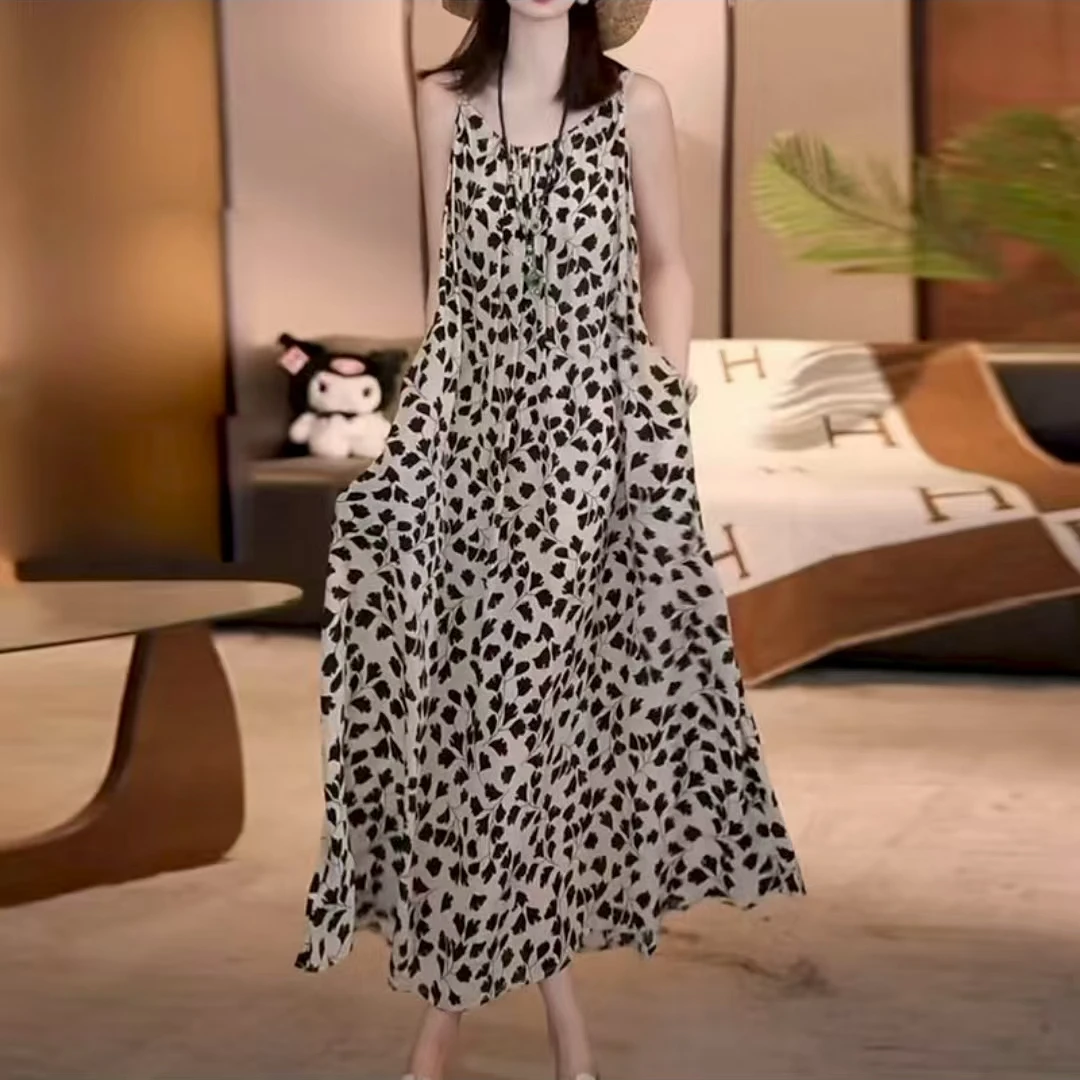 夏季新款气质复古高贵吊带连衣裙子