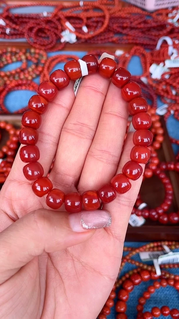 未镶嵌手串南红玛瑙N61凉山瓦西料玫锦红正色单圈