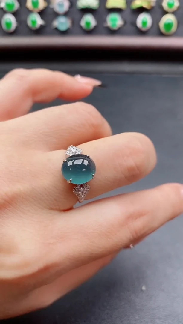 银S925镶嵌戒指翡翠1