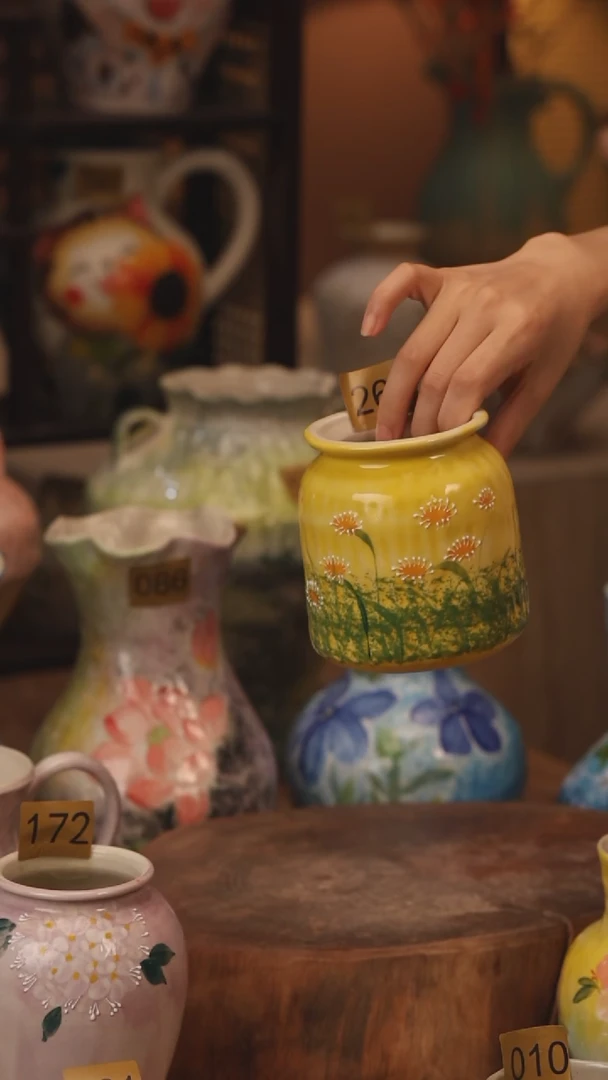 陶瓷268景德镇设计师手作花器摆件侘寂风