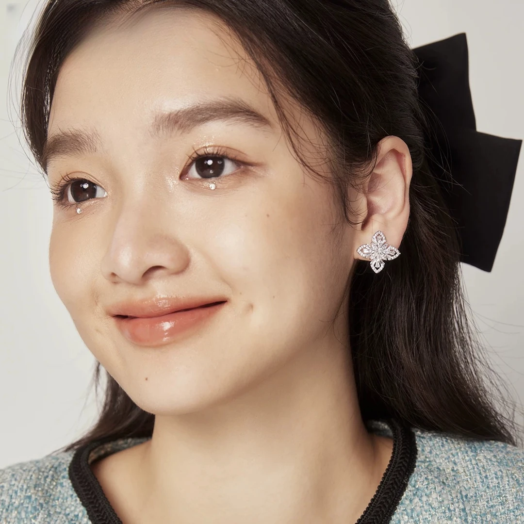 铜合金合成锆石耳饰 气质轻奢时尚百搭法式小众简约耳环QC4531