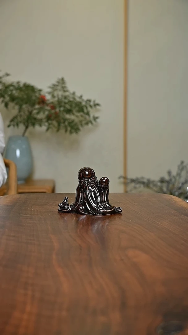 寿星 矿石釉 微瑕 无款