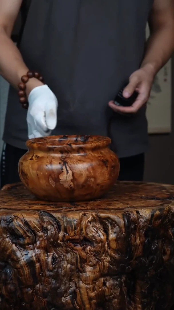 枣木百年鸡心枣木聚宝盆（高12，直径21）