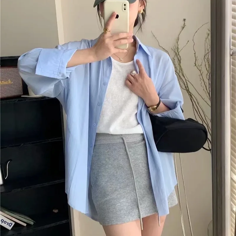 休闲中长款长袖衬衫外套女2025春季新款设计感高级减龄洋气上衣