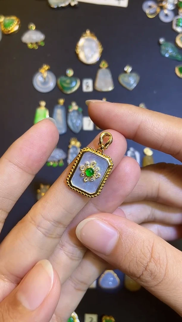 吊坠(不含链)银S925镶嵌翡翠1