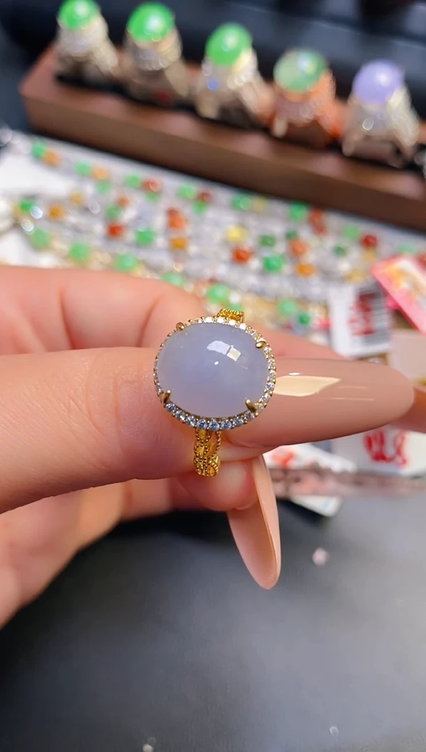 银S925镶嵌戒指翡翠天然