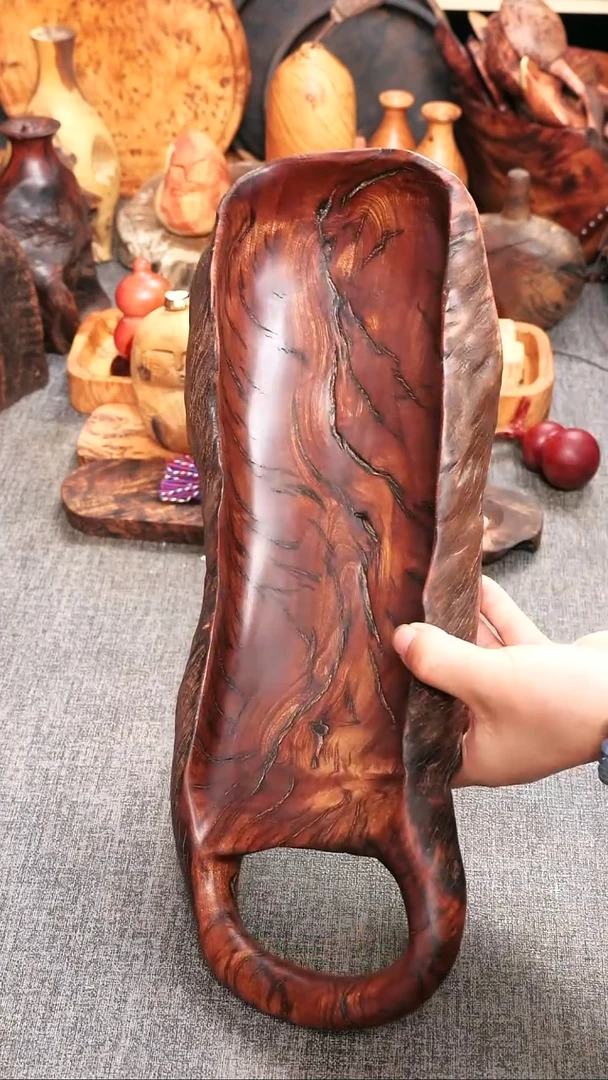 非洲檀香无事牌贵黄老料原皮盘子