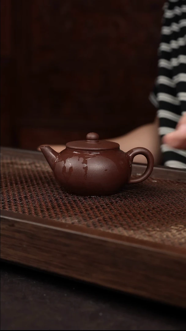 茶杯紫砂紫泥平盖水平