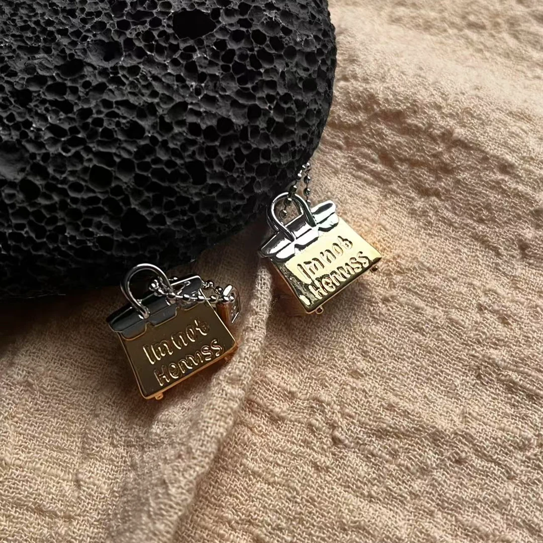 合金耳饰 SITUOO饰图小众设计款“包满意”气质经典款包包耳饰个性