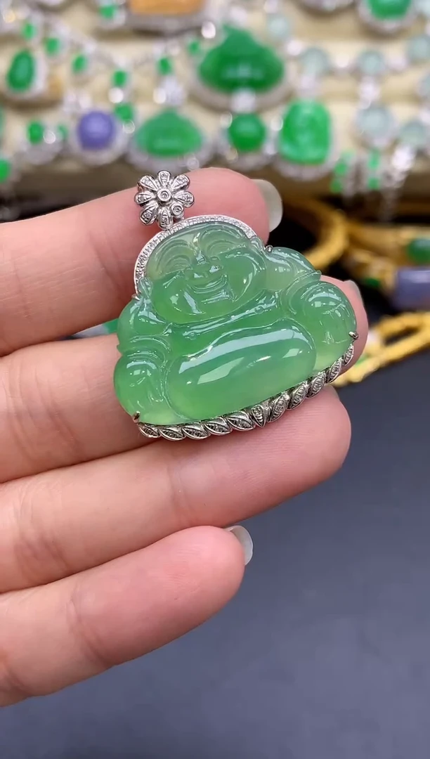 颈饰18K金镶嵌翡翠319-中国好珍宝