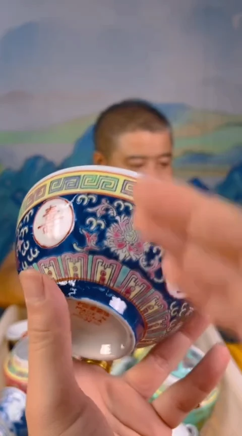摆件景德镇陶瓷青花摆件7一对碗