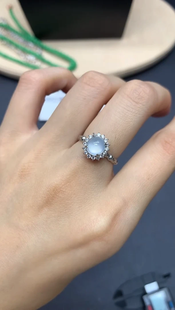 翡翠戒指银S925镶嵌蛋面【无服务费】