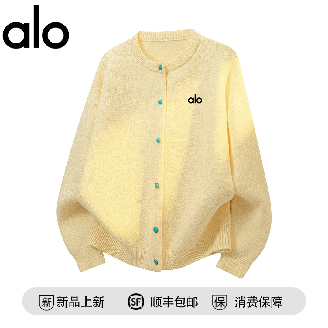 alo潮牌 大码时尚慵懒风开衫毛衣情侣秋季美式针织衫高级感外套