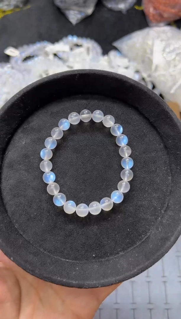 手链未镶嵌长石8mm毕业奶油体蓝月光  默认微瑕