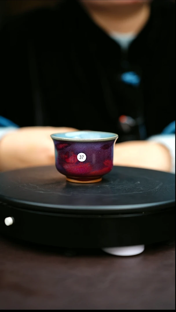 37#原矿钧瓷炉钧釉撇口杯