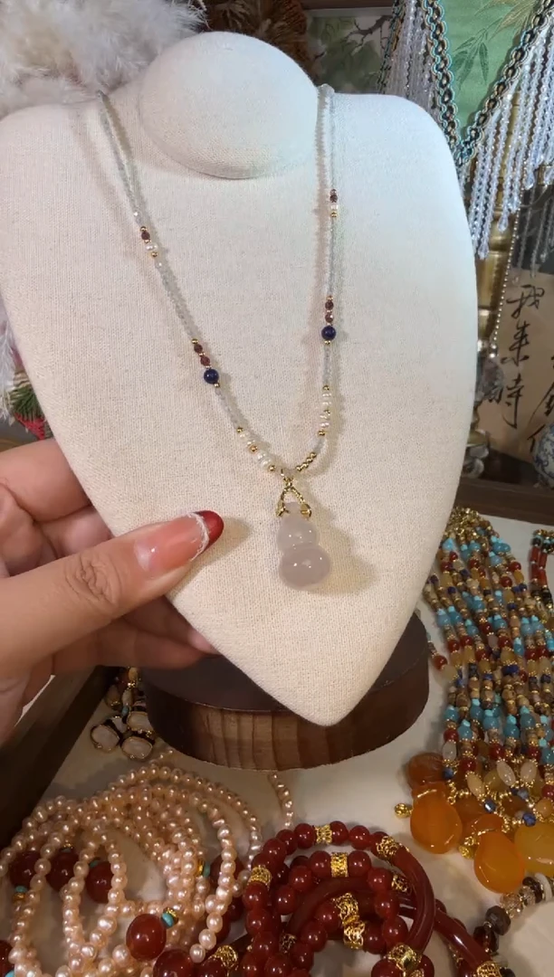 项链未镶嵌月光石玉髓葫芦 097