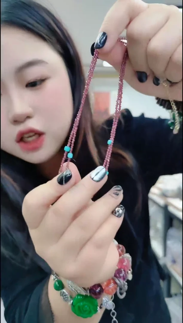 【闪购商品】尖晶石颈饰合金0911紫红项链