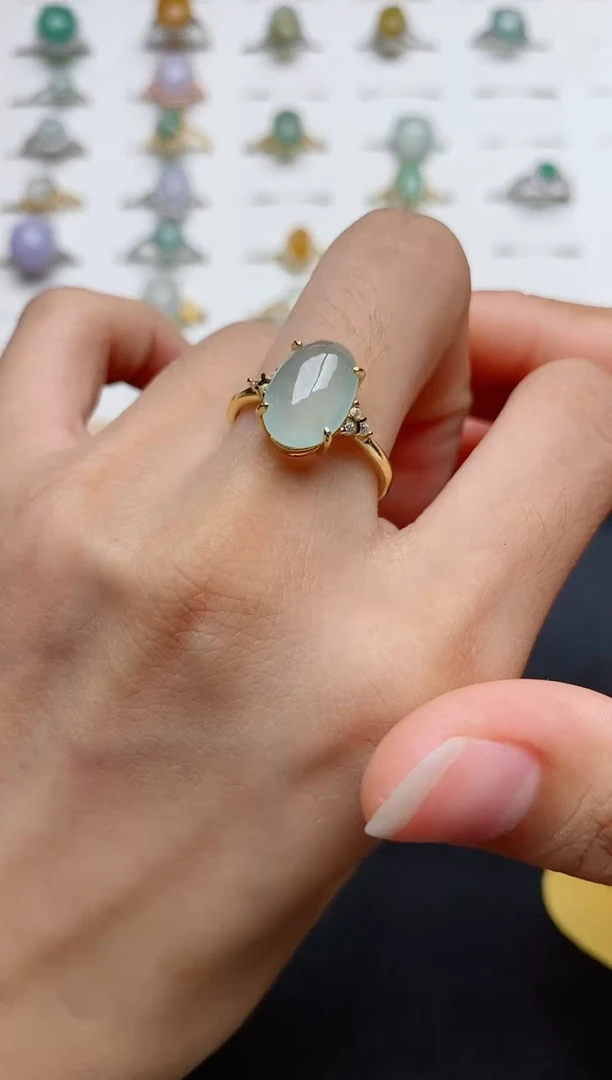 银S925镶嵌戒指翡翠1