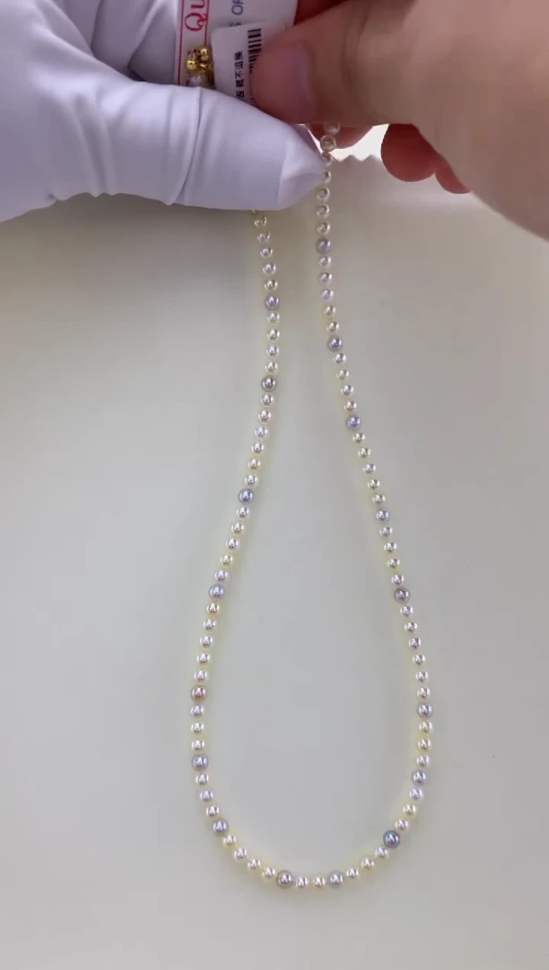 海水珍珠18K金镶嵌颈饰糖果皇后3.5-4满珠链