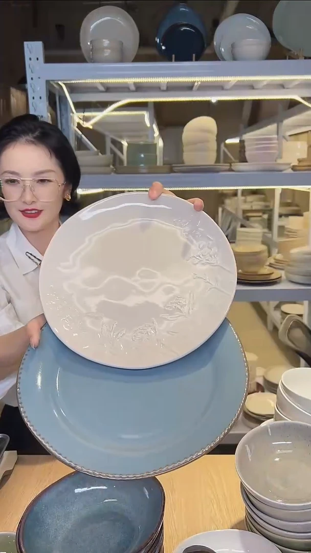 瓷69外贸尾货高温釉下彩陶瓷餐具默认微瑕