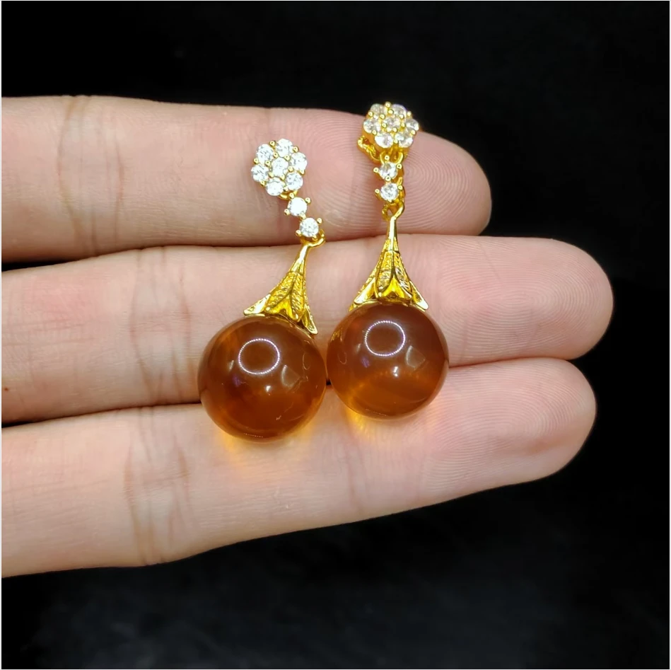 【老三珠宝】琥珀圆珠吊坠赠皮绳X9【多样性发其一】约13mm