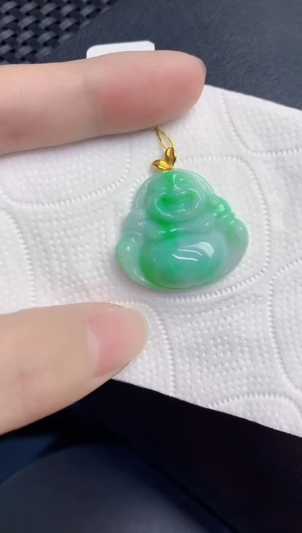 颈饰18K金镶嵌翡翠天然翡翠缅甸A货
