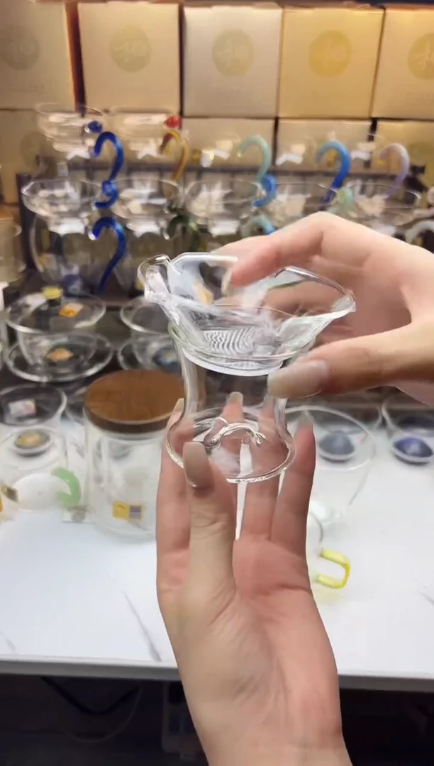 手工艺品玻璃开***糊禾器 观山茶漏茶漏